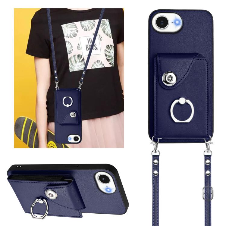 For iPhone 17e / 16e Organ Card Bag Ring Holder Phone Case with Long Lanyard