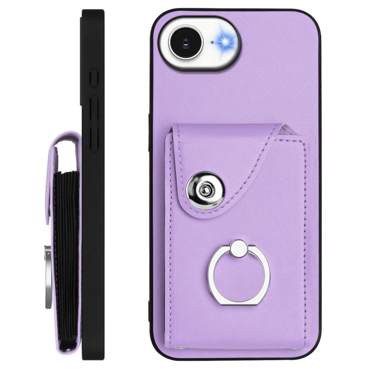 For iPhone 17e / 16e Organ Card Bag Ring Holder Phone Case with Long Lanyard