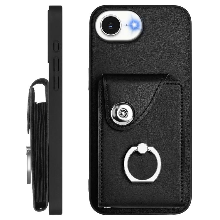 For iPhone 17e / 16e Organ Card Bag Ring Holder Phone Case with Long Lanyard