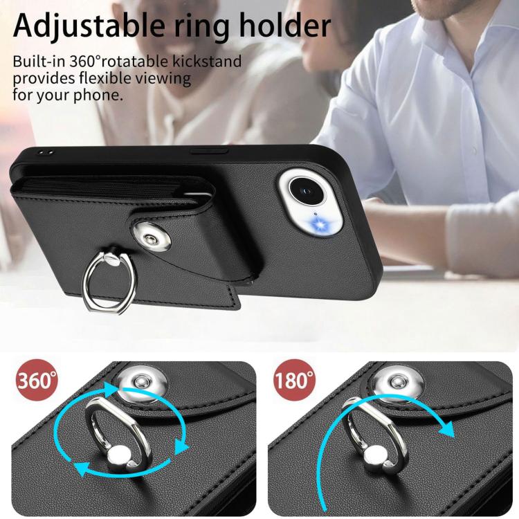 For iPhone 17e / 16e Organ Card Bag Ring Holder Phone Case with Long Lanyard