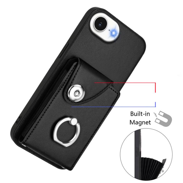 For iPhone 17e / 16e Organ Card Bag Ring Holder Phone Case with Long Lanyard
