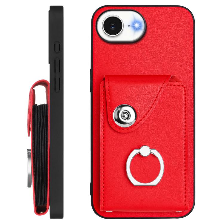 For iPhone 17e / 16e Organ Card Bag Ring Holder Phone Case with Long Lanyard