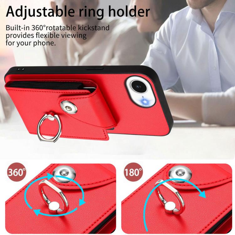For iPhone 17e / 16e Organ Card Bag Ring Holder Phone Case with Long Lanyard