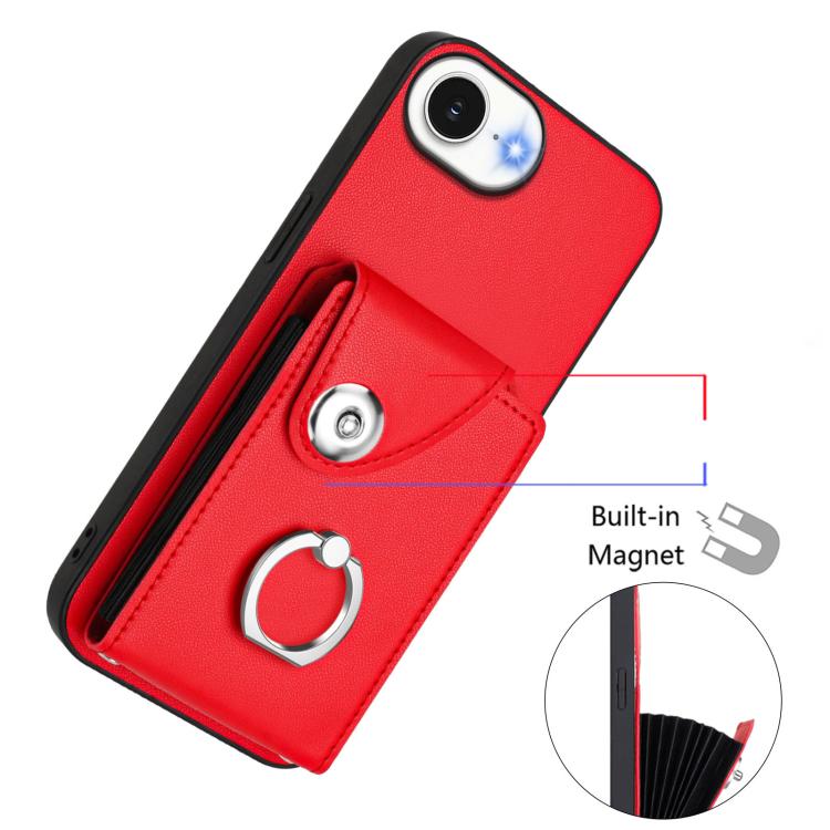 For iPhone 17e / 16e Organ Card Bag Ring Holder Phone Case with Long Lanyard