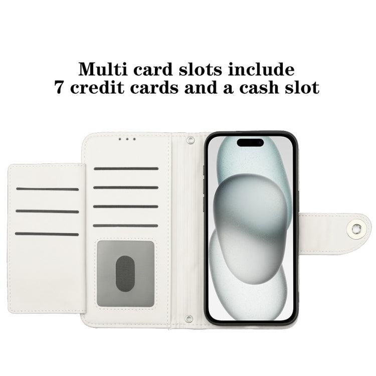 For iPhone 16 Rhombic Texture Flip Leather Phone Case with Lanyard