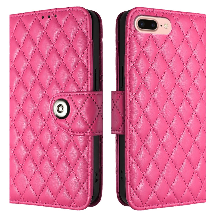 For iPhone 8 Plus / 7 Plus / 6s Plus Rhombic Texture Flip Leather Phone Case with Lanyard
