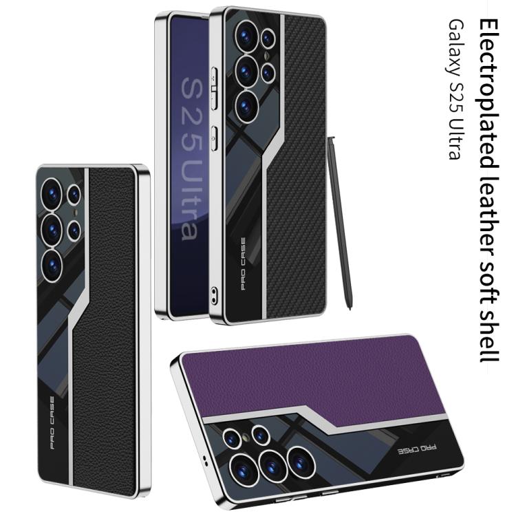For Samsung Galaxy S25 Ultra 5G GKK Plating TPU + Leather Supercar Full Coverage Phone Case