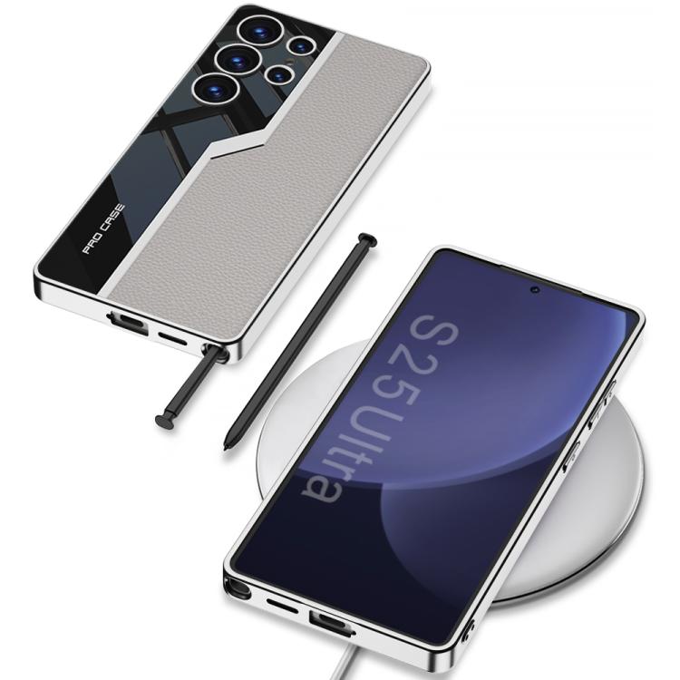 For Samsung Galaxy S25 Ultra 5G GKK Plating TPU + Leather Supercar Full Coverage Phone Case