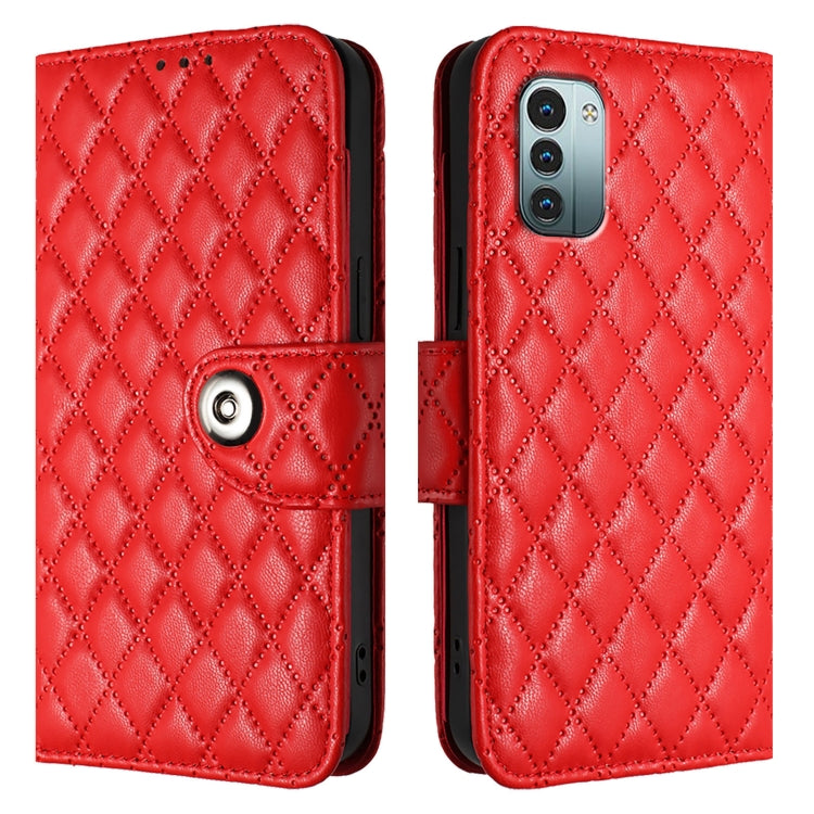 For Nokia G11 / G21  Rhombic Texture Flip Leather Phone Case with Lanyard