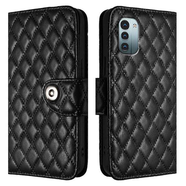 For Nokia G11 / G21  Rhombic Texture Flip Leather Phone Case with Lanyard