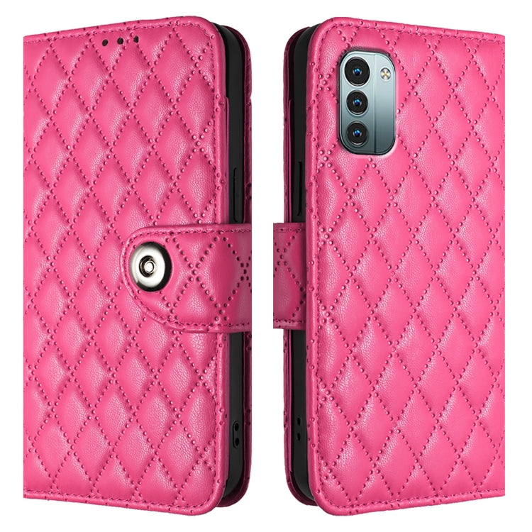 For Nokia G11 / G21  Rhombic Texture Flip Leather Phone Case with Lanyard