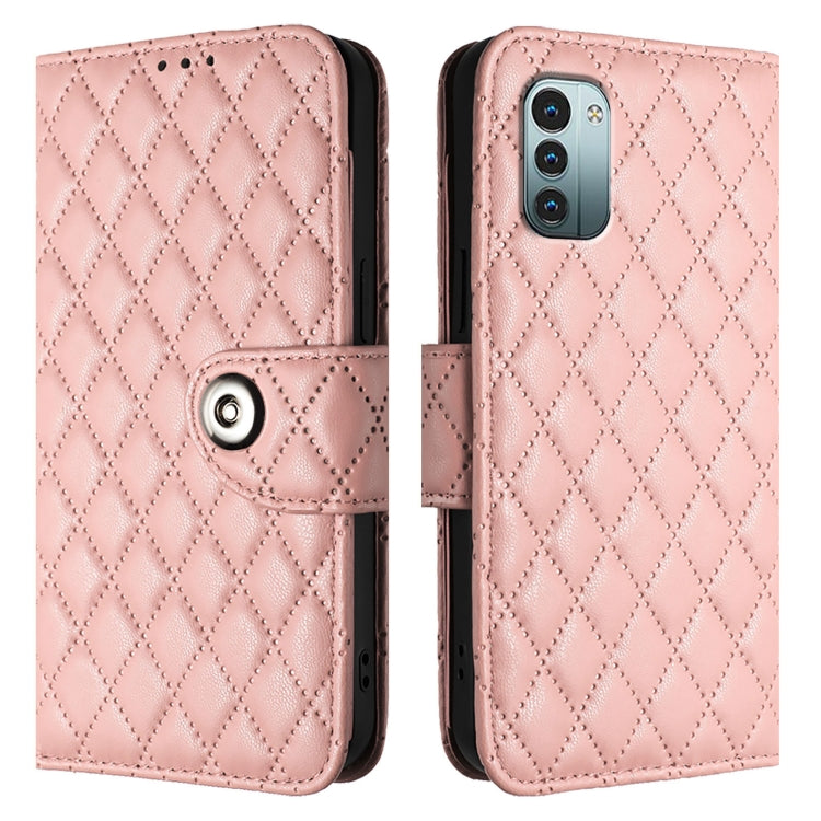 For Nokia G11 / G21  Rhombic Texture Flip Leather Phone Case with Lanyard