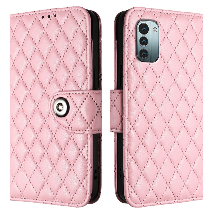 For Nokia G11 / G21  Rhombic Texture Flip Leather Phone Case with Lanyard
