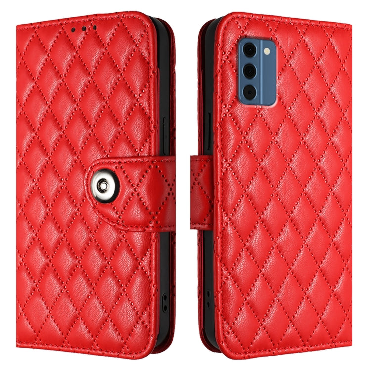 For Nokia C300 Rhombic Texture Flip Leather Phone Case with Lanyard