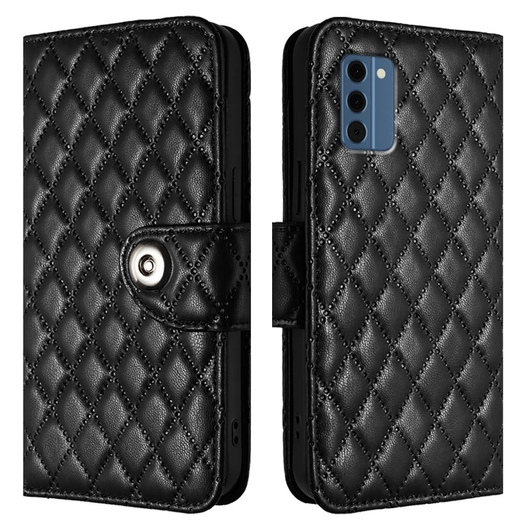 For Nokia C300 Rhombic Texture Flip Leather Phone Case with Lanyard