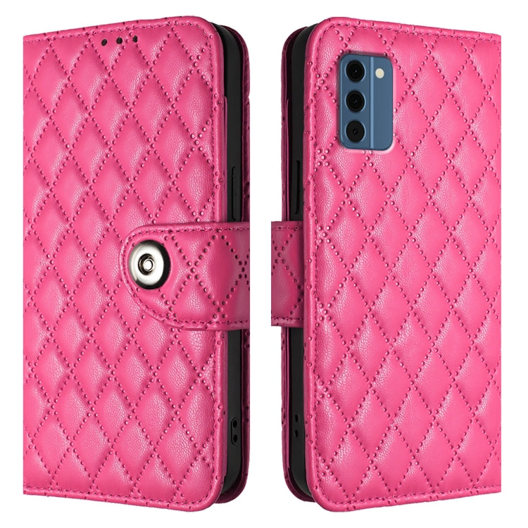 For Nokia C300 Rhombic Texture Flip Leather Phone Case with Lanyard