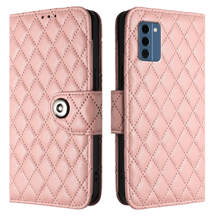 For Nokia C300 Rhombic Texture Flip Leather Phone Case with Lanyard