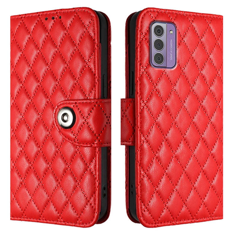 For Nokia G42 / G310 Rhombic Texture Flip Leather Phone Case with Lanyard