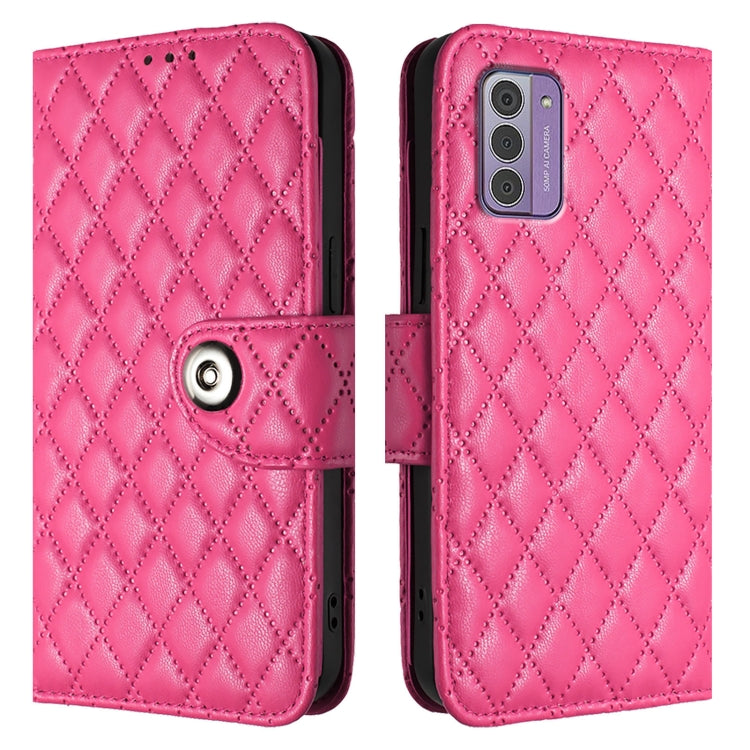 For Nokia G42 / G310 Rhombic Texture Flip Leather Phone Case with Lanyard