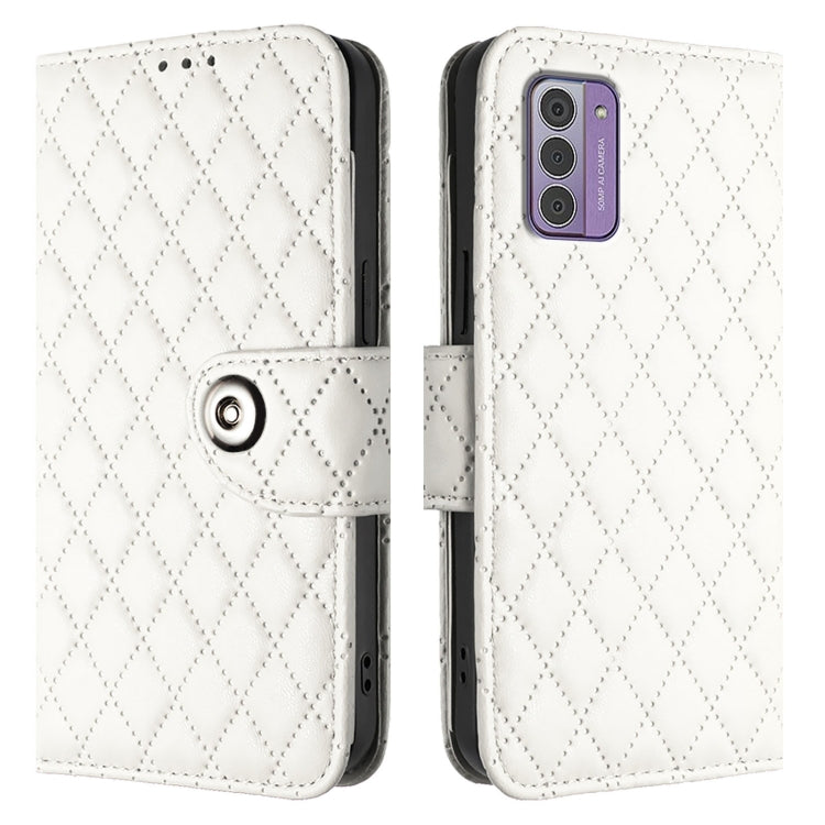 For Nokia G42 / G310 Rhombic Texture Flip Leather Phone Case with Lanyard