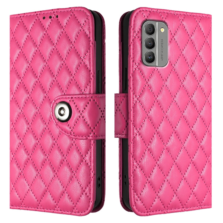 For Nokia G400 Rhombic Texture Flip Leather Phone Case with Lanyard