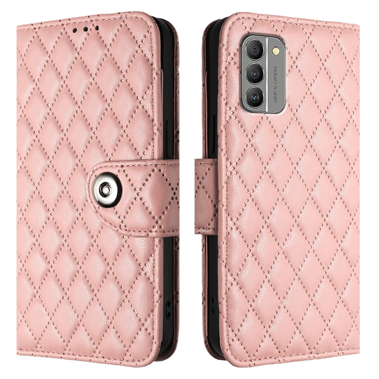 For Nokia G400 Rhombic Texture Flip Leather Phone Case with Lanyard
