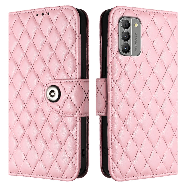 For Nokia G400 Rhombic Texture Flip Leather Phone Case with Lanyard