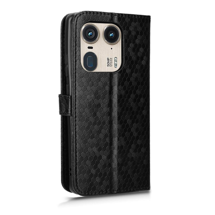 For Motorola Edge 50 Ultra Honeycomb Dot Texture Leather Phone Case