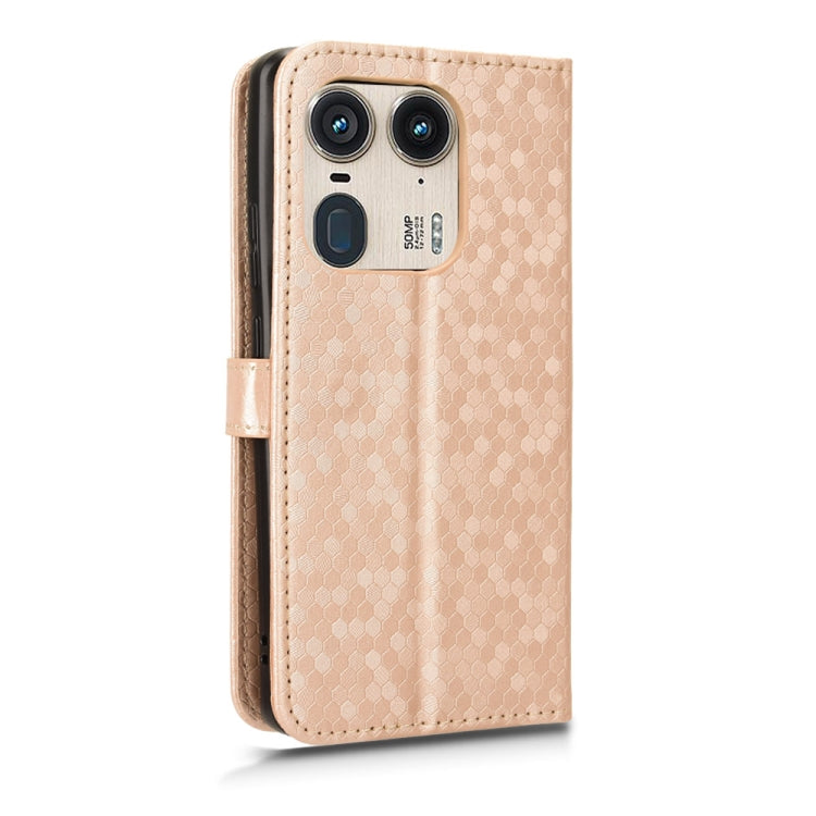 For Motorola Edge 50 Ultra Honeycomb Dot Texture Leather Phone Case