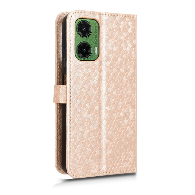 For Motorola Moto G35 5G Honeycomb Dot Texture Leather Phone Case