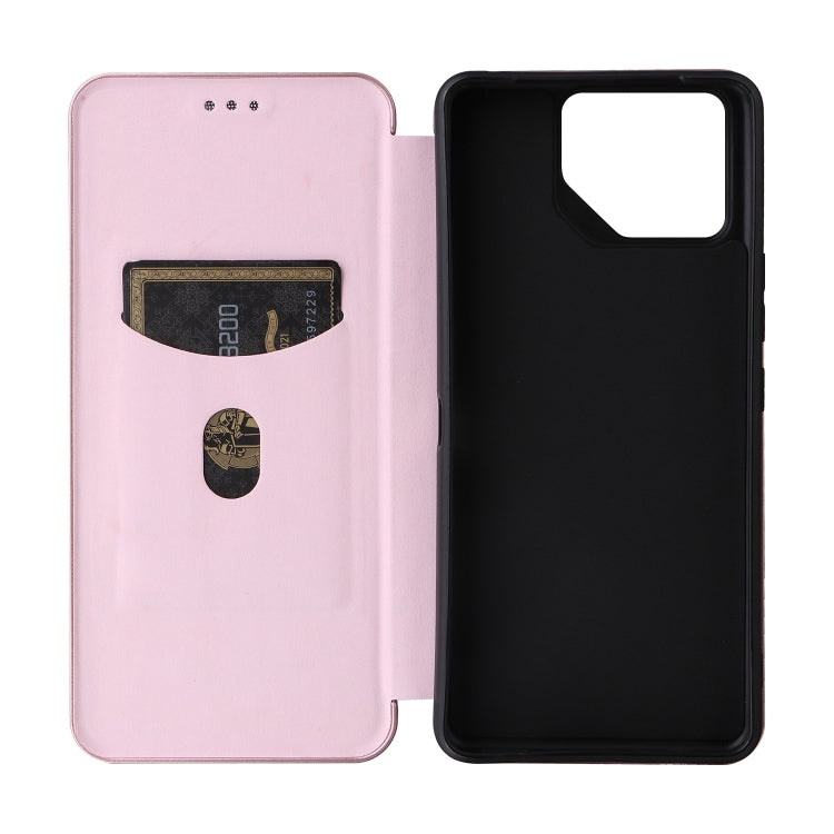 For ASUS ROG Phone 8 Carbon Fiber Texture Flip Leather Phone Case
