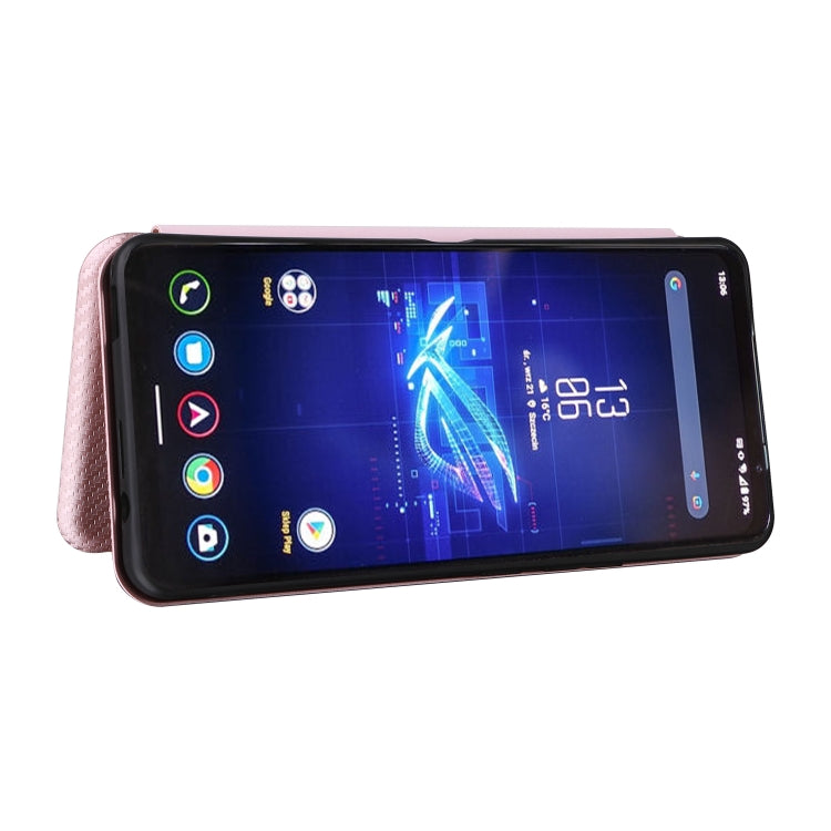 For ASUS ROG Phone 8 Carbon Fiber Texture Flip Leather Phone Case