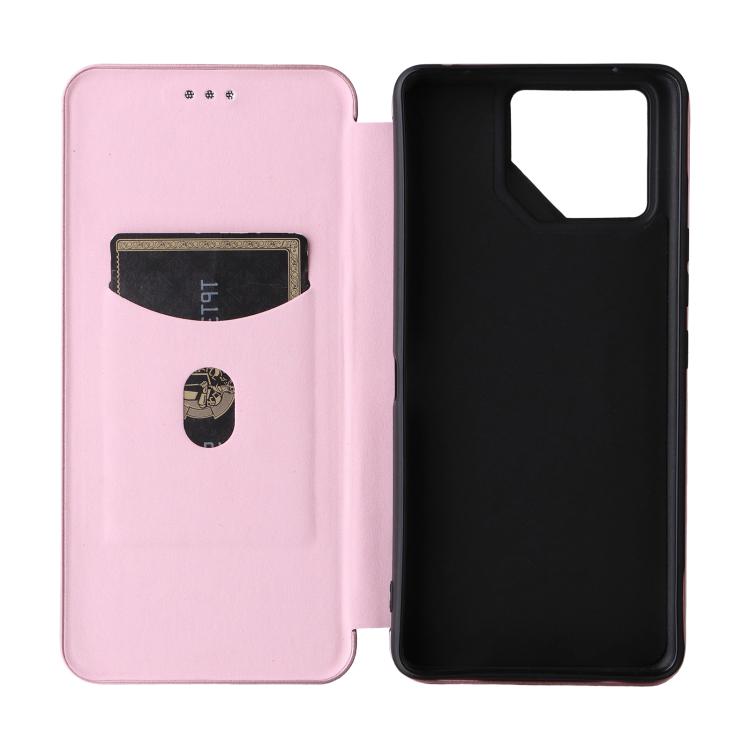 For ASUS ROG Phone 9 Carbon Fiber Texture Flip Leather Phone Case