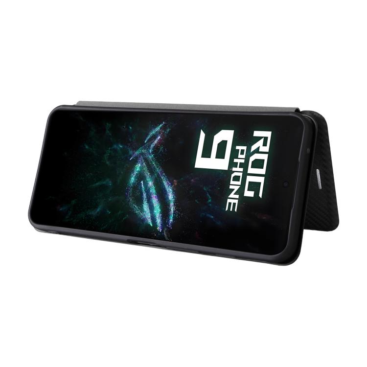 For ASUS ROG Phone 9 Carbon Fiber Texture Flip Leather Phone Case