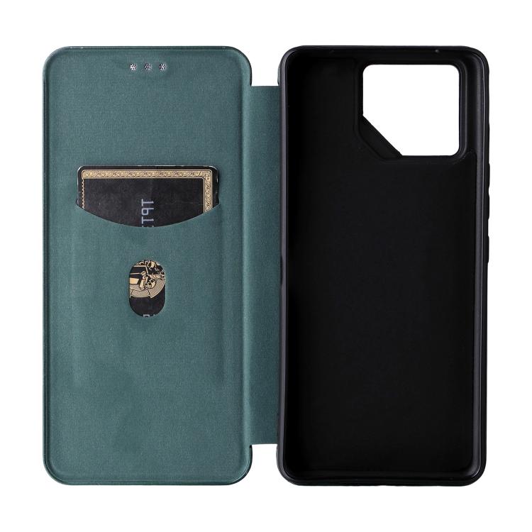 For ASUS ROG Phone 9 Carbon Fiber Texture Flip Leather Phone Case