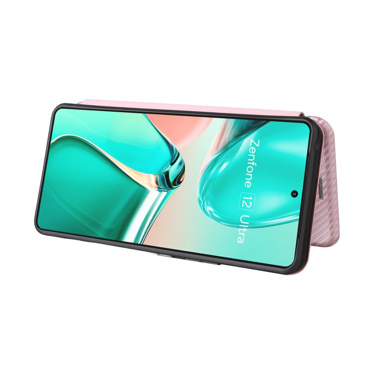 For ASUS Zenfone 12 Ultra Carbon Fiber Texture Flip Leather Phone Case