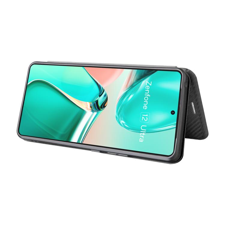 For ASUS Zenfone 12 Ultra Carbon Fiber Texture Flip Leather Phone Case