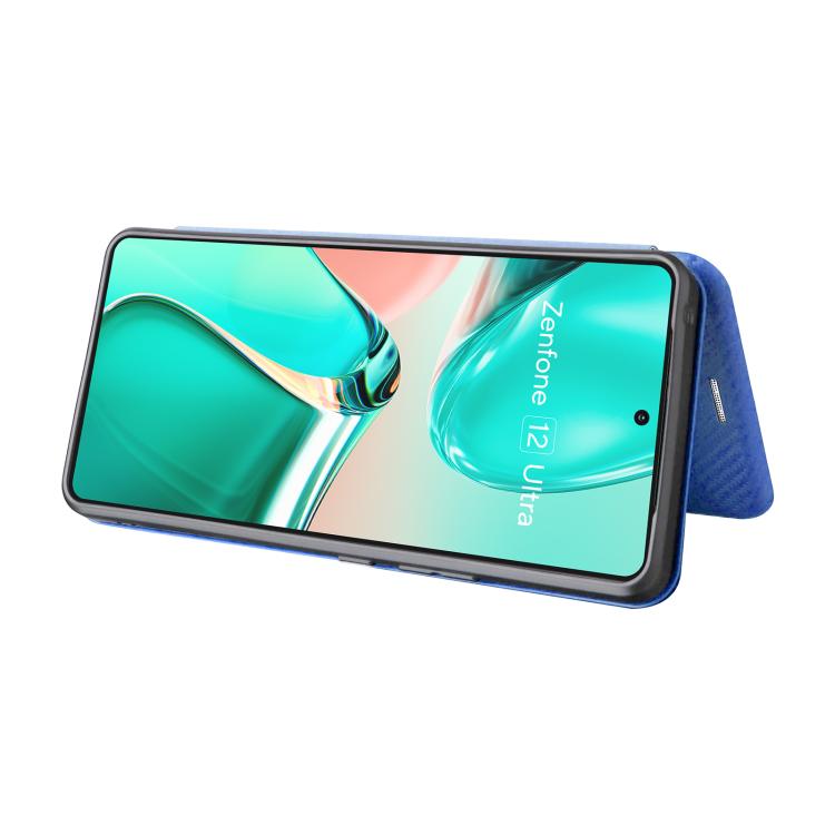 For ASUS Zenfone 12 Ultra Carbon Fiber Texture Flip Leather Phone Case
