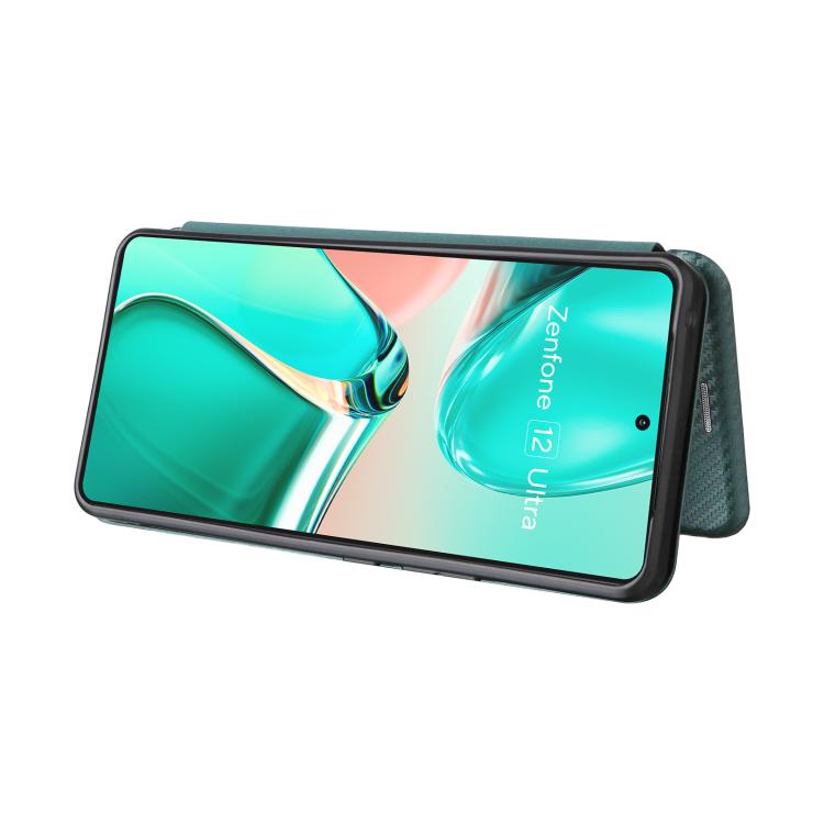 For ASUS Zenfone 12 Ultra Carbon Fiber Texture Flip Leather Phone Case