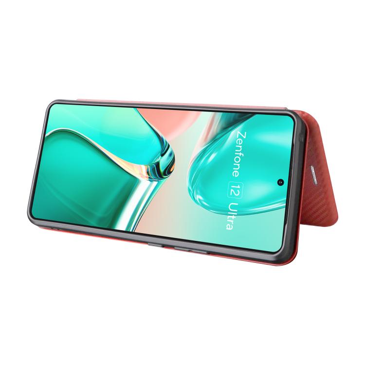For ASUS Zenfone 12 Ultra Carbon Fiber Texture Flip Leather Phone Case