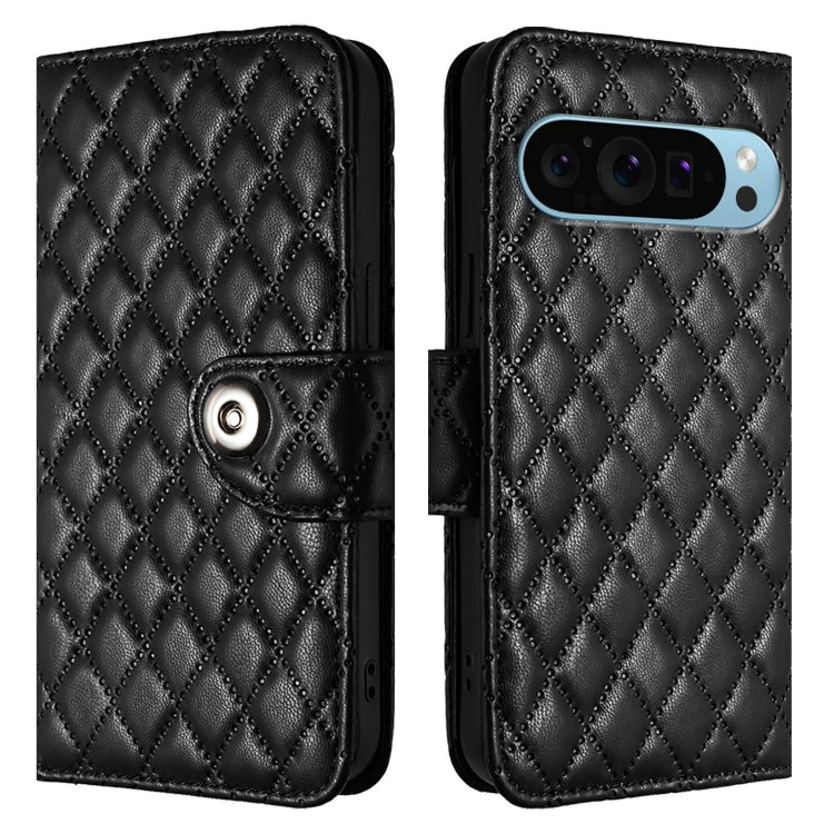 For Google Pixel 9 Pro XL Rhombic Texture Flip Leather Phone Case with Lanyard