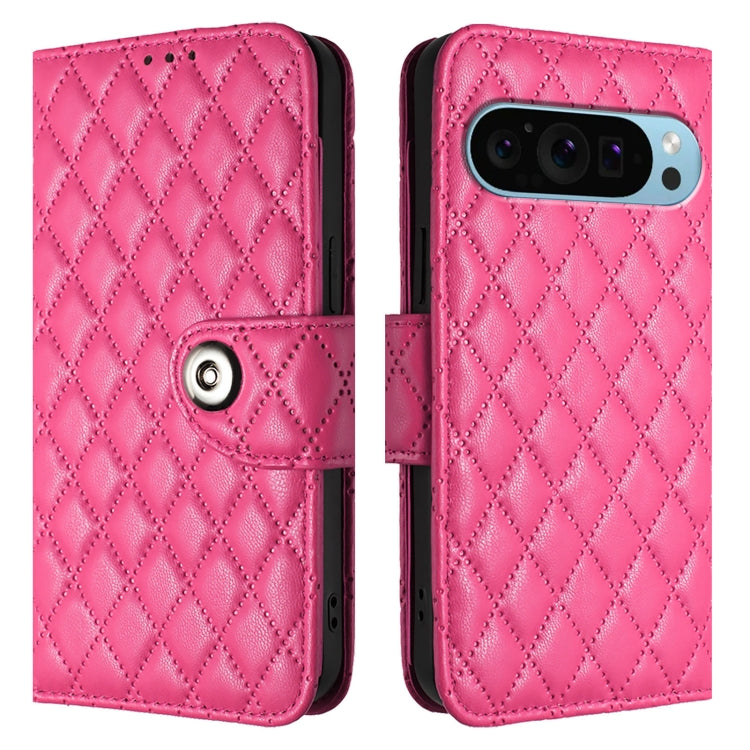 For Google Pixel 9 Pro XL Rhombic Texture Flip Leather Phone Case with Lanyard