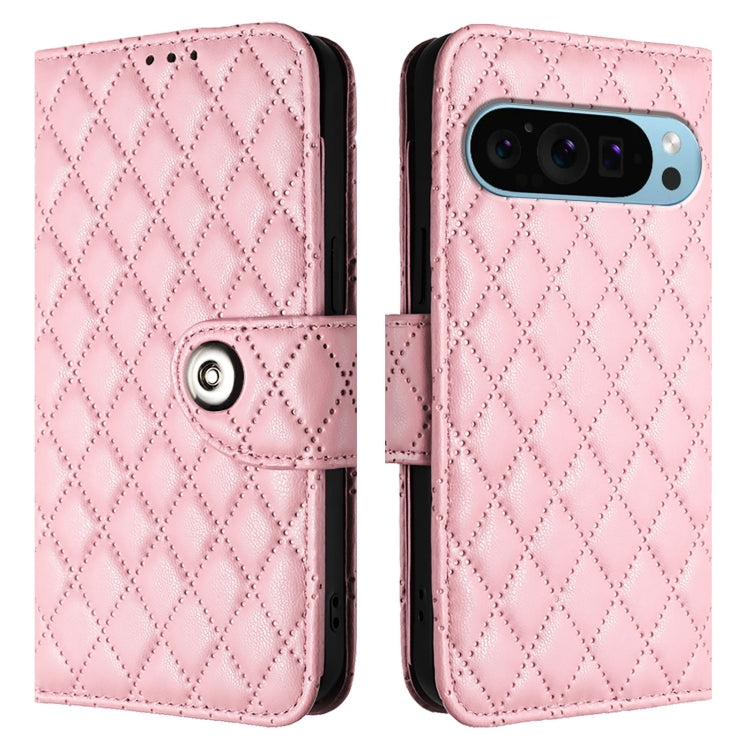 For Google Pixel 9 Pro XL Rhombic Texture Flip Leather Phone Case with Lanyard