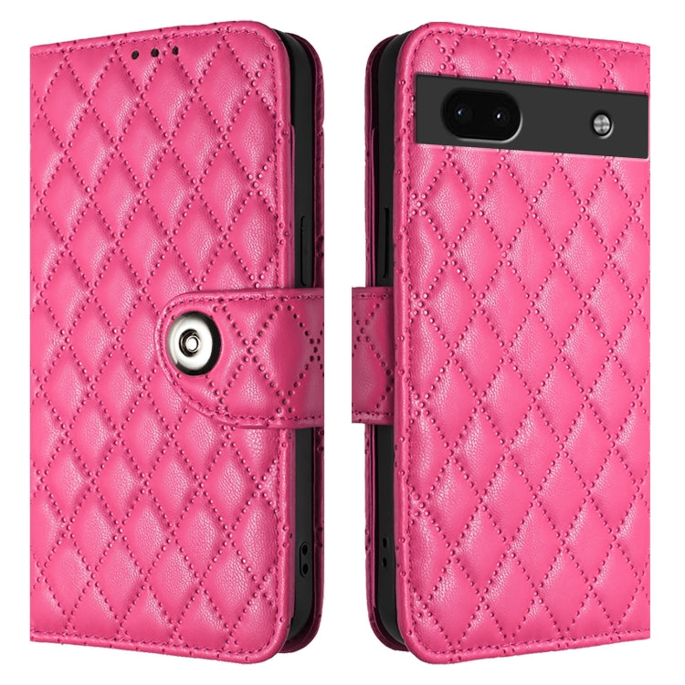 For Google Pixel 6a Rhombic Texture Flip Leather Phone Case with Lanyard