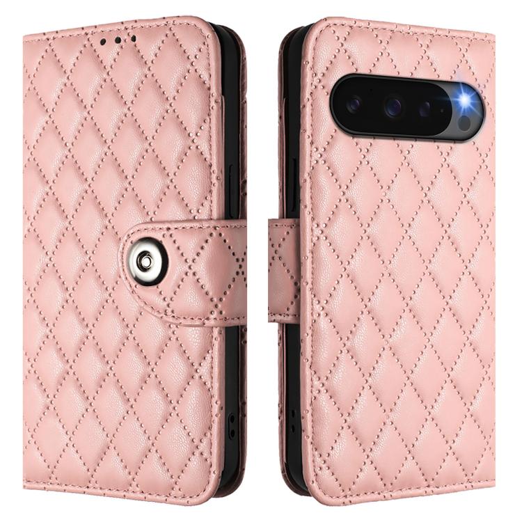 For Google Pixel 10 Pro XL 5G Global Rhombic Texture Flip Leather Phone Case with Lanyard