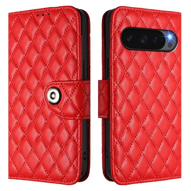 For Google Pixel 10 5G Global Rhombic Texture Flip Leather Phone Case with Lanyard