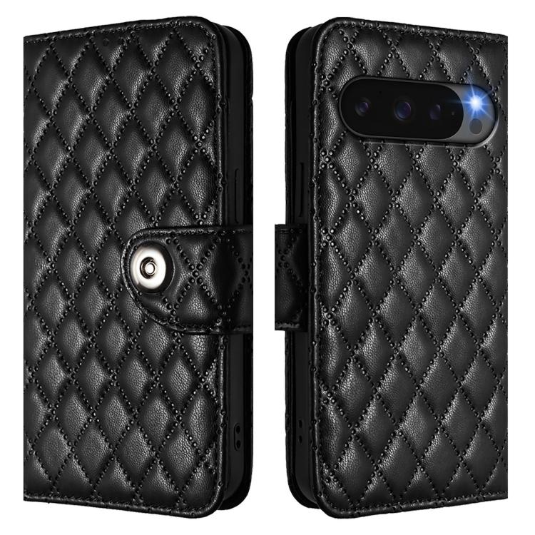 For Google Pixel 10 5G Global Rhombic Texture Flip Leather Phone Case with Lanyard