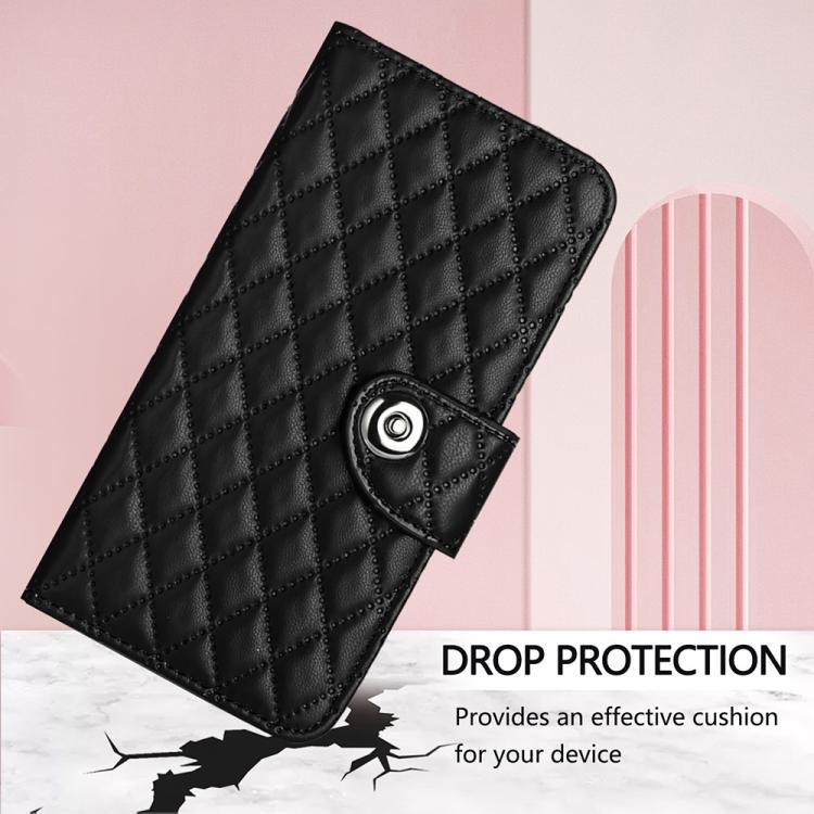 For Google Pixel 10 5G Global Rhombic Texture Flip Leather Phone Case with Lanyard