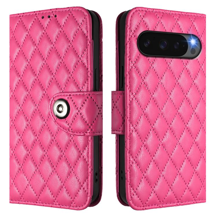 For Google Pixel 10 5G Global Rhombic Texture Flip Leather Phone Case with Lanyard