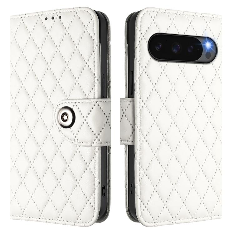 For Google Pixel 10 5G Global Rhombic Texture Flip Leather Phone Case with Lanyard